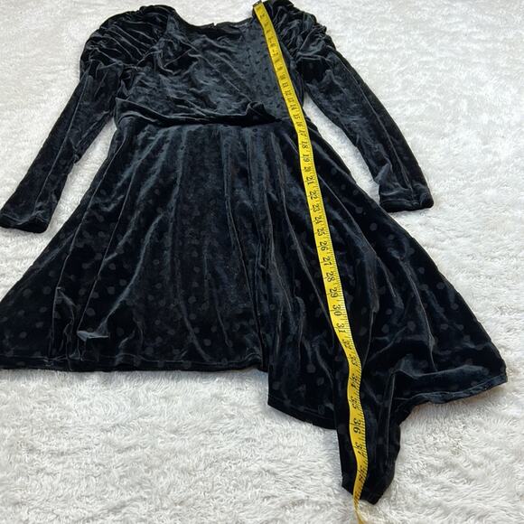 Topshop black velvet and polka dot little black cocktail party dress, size 4 - Picture 4 of 11